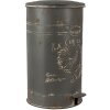 Clayre & Eef Pedal Bin 6Y4244 Grey Ø 27x45 cm Vintage Design Pedal Function