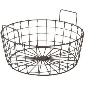 Clayre & Eef 6Y4304 Úložný koš Ø 36x19 cm Hnědý železný koš