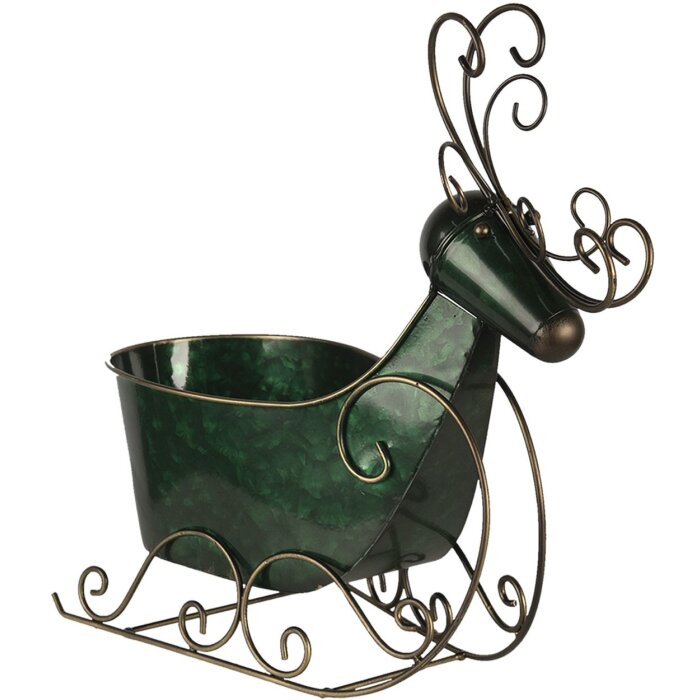 Clayre & Eef 6Y4444 Sobí sáně zelené 34x17x37 cm Železná dekorace