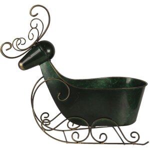 Clayre & Eef 6Y4444 Sobí sáně zelené 34x17x37 cm Železná dekorace