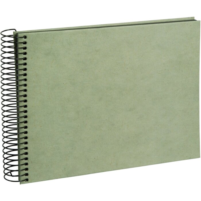 Goldbuch spirálové album konopné psací potřeby Smoke Green 24x17 cm 40 černých stran
