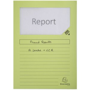 Exacompta balení 100 ks okenních pořadačů 22x31 cm DIN A4 bez plastu 160g světle zelená