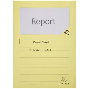 Exacompta, balení 100 ks složek s okénky DIN A4, bez plastu, kanárkově žlutá barva