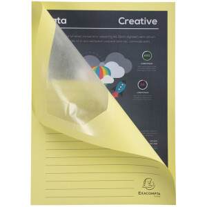 Exacompta, balení 100 ks složek s okénky DIN A4, bez plastu, kanárkově žlutá barva