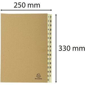 Organizér Exacompta 31 přihrádek 1-31 DIN A4 Kraft hnědý