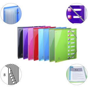 Exacompa organizér s natahovacím hřbetem 8 přihrádek DIN A4 Iderama assorted