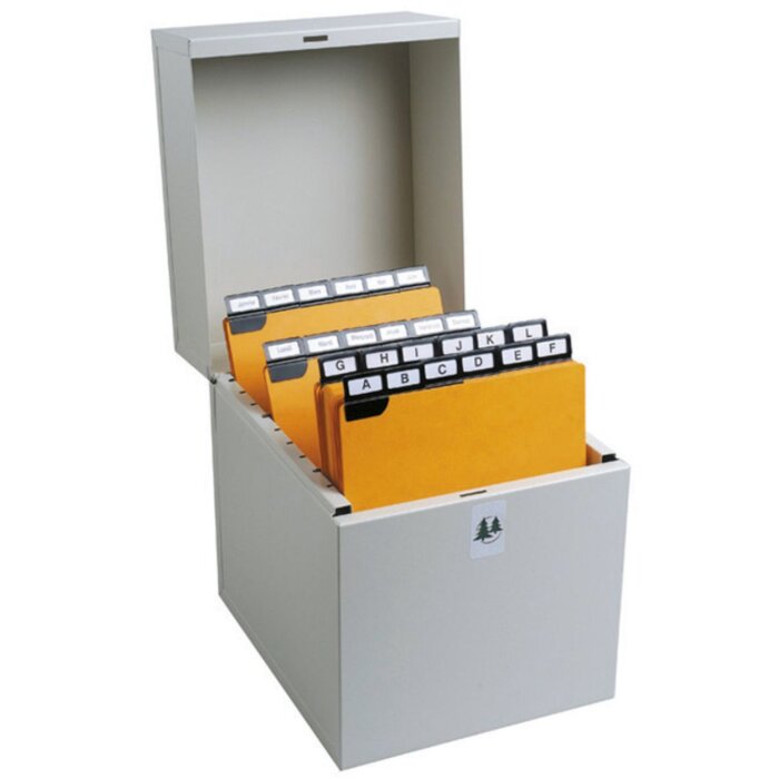 Exacompta kovový box na karty 155x110x210mm šedý
