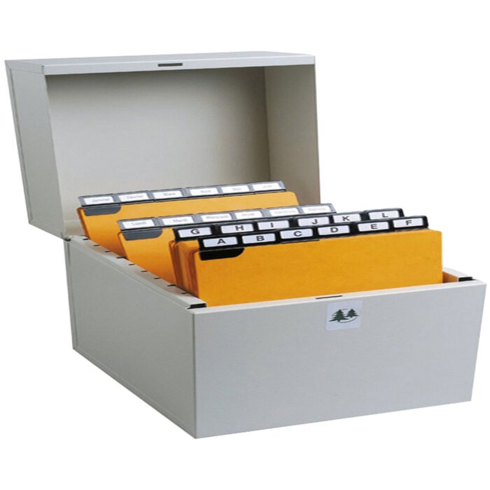 Exacompta 54721E Krabička na 500 indexových karet kovová šedá 100x210 mm