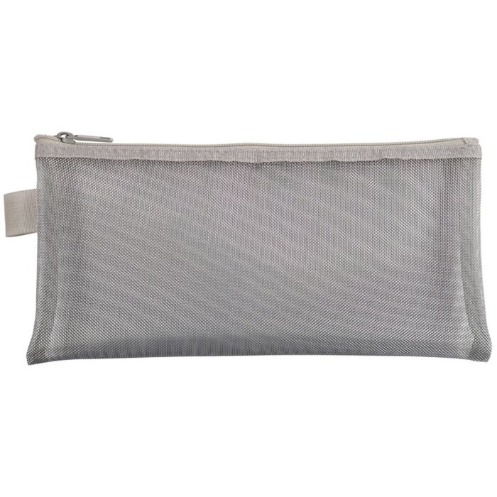 Taška Exacompta se zapínáním na zip z nylonu stříbrná 8x18 cm