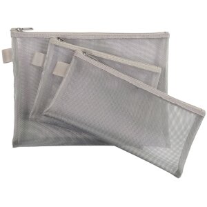 Taška Exacompta se zapínáním na zip z nylonu stříbrná 8x18 cm