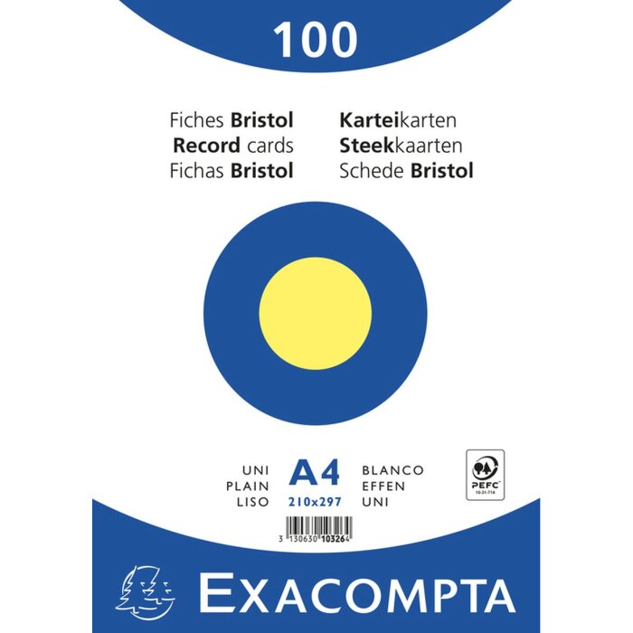 Exacompta indexové karty DIN A4 100 ks žluté 205 g/m²