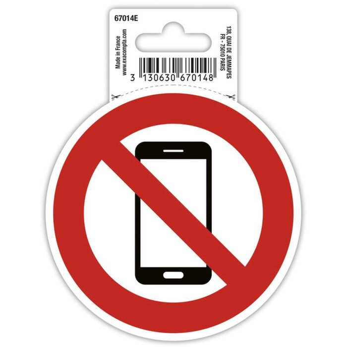 Samolepicí cedule Zákaz mobilních telefonů 10 cm