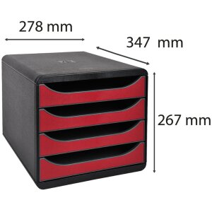 Exacompta zásuvkový box Big Box 4 otevřené zásuvky Iderama karmínově červená