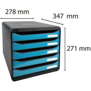 Exacompta 3097282D Zásuvkový box Big Box Plus 5 zásuvek tyrkysový lesklý
