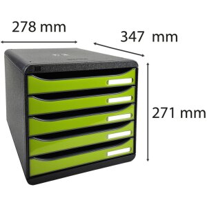 Exacompta zásuvkový box Big Box Plus 5 otevřených zásuvek Iderama anýzově zelená lesklá