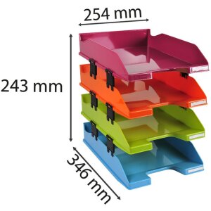 Exacompta 113298SETD Sada 4 zásobníků na dopisy COMBO MIDI Iderama různé barvy