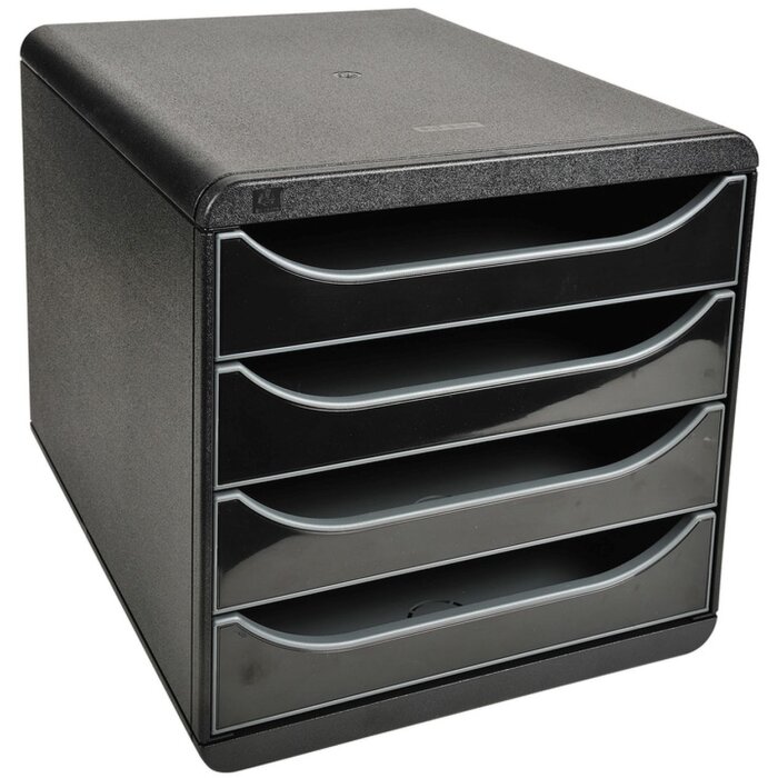 Exacompta 3104214D Zásuvkový box Big Box Plus 4 otevřené zásuvky lesklá černá