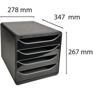 Exacompta 3104214D Zásuvkový box Big Box Plus 4 otevřené zásuvky lesklá černá
