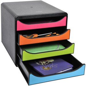 Exacompta 3104214D Zásuvkový box Big Box Plus 4 otevřené zásuvky lesklá černá