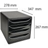 Exacompta 3104214D Zásuvkový box Big Box Plus 4 otevřené zásuvky lesklá černá