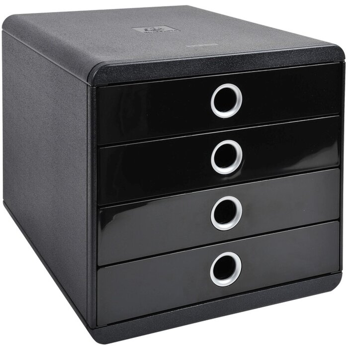 Exacompta 314438D Zásuvkový box POP-BOX 4 zásuvky černý lesklý DIN A4+