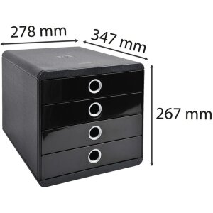 Exacompta 314438D Zásuvkový box POP-BOX 4 zásuvky černý lesklý DIN A4+
