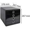 Exacompta 314438D Zásuvkový box POP-BOX 4 zásuvky černý lesklý DIN A4+