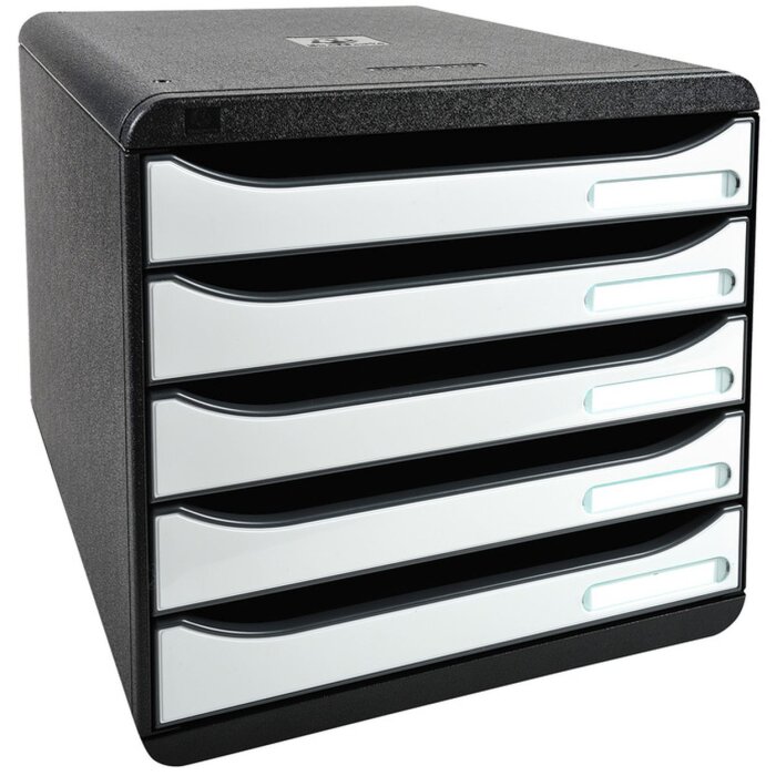 Exacompta Schubladenbox Big Box Plus 5 offene Schubladen Glossy Weiß glossy