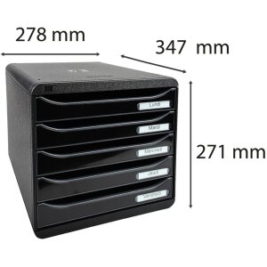 Exacompta zásuvkový box Big Box Plus 5 otevřených zásuvek Černá lesklá