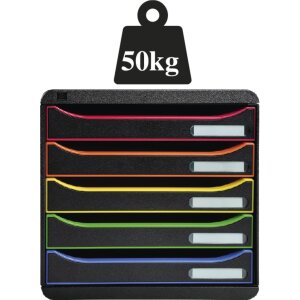 Exacompta zásuvkový box Big Box Plus 5 otevřených zásuvek Černá lesklá
