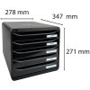 Exacompta zásuvkový box Big Box Plus 5 otevřených zásuvek Černá lesklá