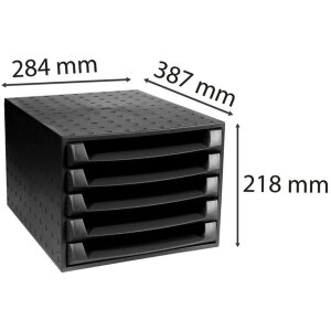 Exacompta 221014D Zásuvkový box THE BOX 5 otevřených zásuvek EcoBlack Black