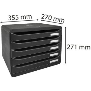 Exacompta 308714D Zásuvkový box Big Box Plus Horizon Black 5 zásuvek
