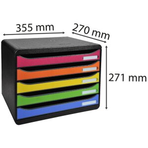 Exacompta 308798D Zásuvkový box Big Box Plus formát na šířku 5 zásuvek duha