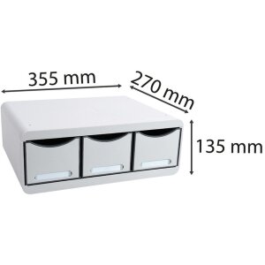 Úložný modul Exacompta TOOLBOX se 3 zásuvkami světle šedý