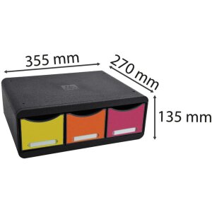 Exacompta TOOLBOX úložný modul 3 zásuvky duhové 13,5 cm vysoké