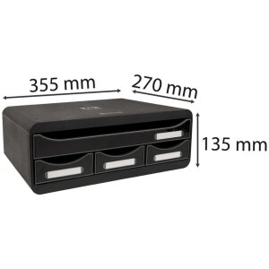 Exacompta 319714D TOOLBOX Úložný modul se 4 zásuvkami Černá lesklá