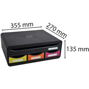 Exacompta 319798D TOOLBOX úložný modul 4 zásuvky duhové 13,5 cm vysoké