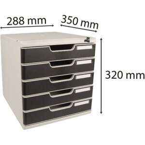 Exacompta zásuvkový box MODULO A4 černý 5 uzamykatelných zásuvek