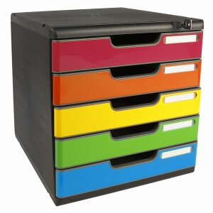 Exacompta zásuvkový box MODULO A4 5 uzamykatelných zásuvek Harlekin lesklý