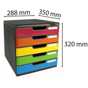 Exacompta zásuvkový box MODULO A4 5 uzamykatelných zásuvek Harlekin lesklý