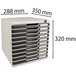 Exacompta zásuvkový box MODULO A4 10 uzamykatelných zásuvek černý