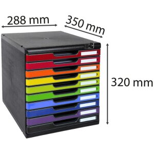 Exacompta zásuvkový box MODULO A4 10 uzamykatelných zásuvek Harlekin lesklý