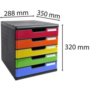 Exacompta 301798D Zásuvkový box MODULO A4 5 uzavřených zásuvek duha
