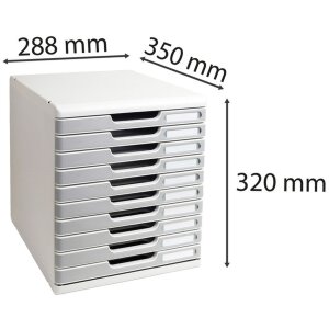 Exacompta Modulo A4 zásobník 10 uzavřených zásuvek Kancelářský kámen šedý