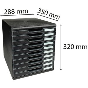 Exacompta zásuvkový box MODULO DIN A4 černý 10 uzavřených zásuvek