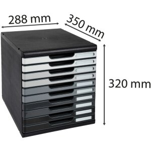 Exacompta zásuvkový box MODULO A4 10 zásuvek šedá