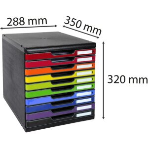 Exacompta zásuvkový box MODULO A4 10 uzavřených zásuvek duha