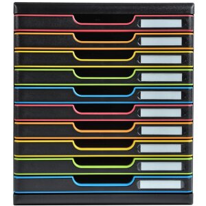 Exacompta zásuvkový box MODULO A4 Black/Harlequin 10 uzavřených zásuvek