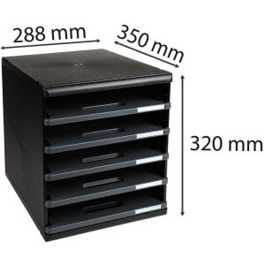Exacompta zásuvkový box MODULO DIN A4 tmavě šedý 5 otevřených zásuvek